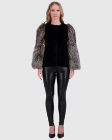 Mink Jacket With Fox Sleeves | Black/Silver Fox