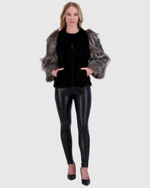 Mink Jacket With Fox Sleeves | Black/Silver Fox