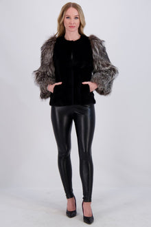 Mink Jacket With Fo Sleeves | Women | Black x Silver Fox