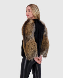 Mink Jacket With Fox Sleeves | Black/Goldcross Fox