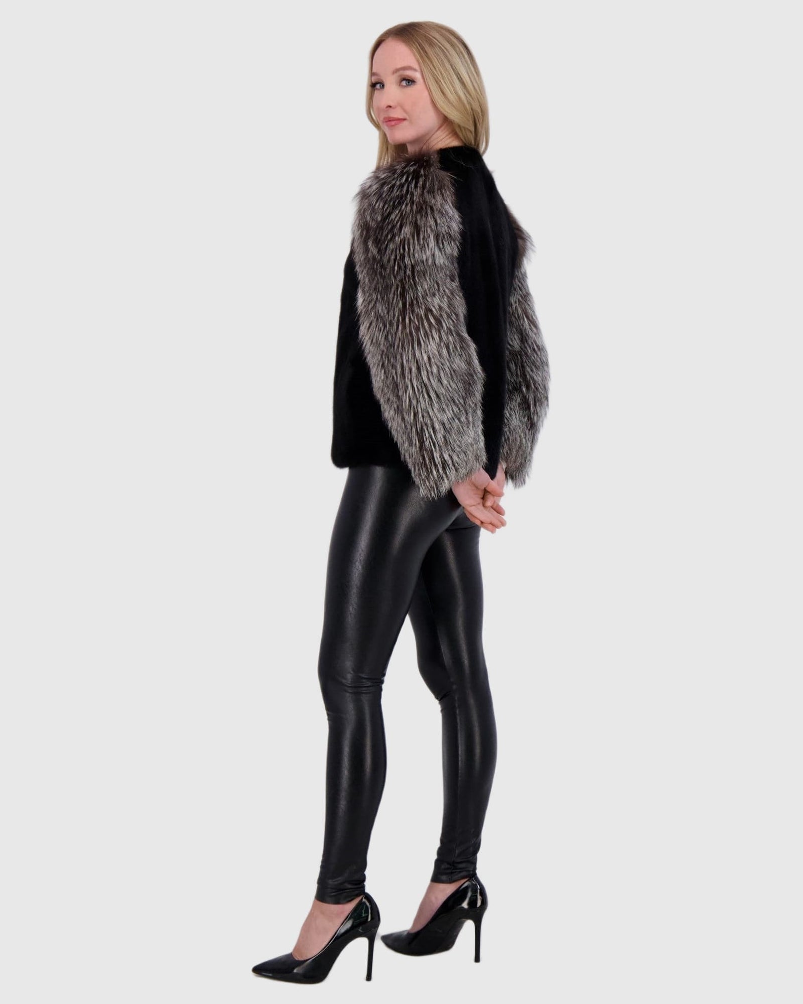 Mink Jacket With Fox Sleeves | Black/Silver Fox
