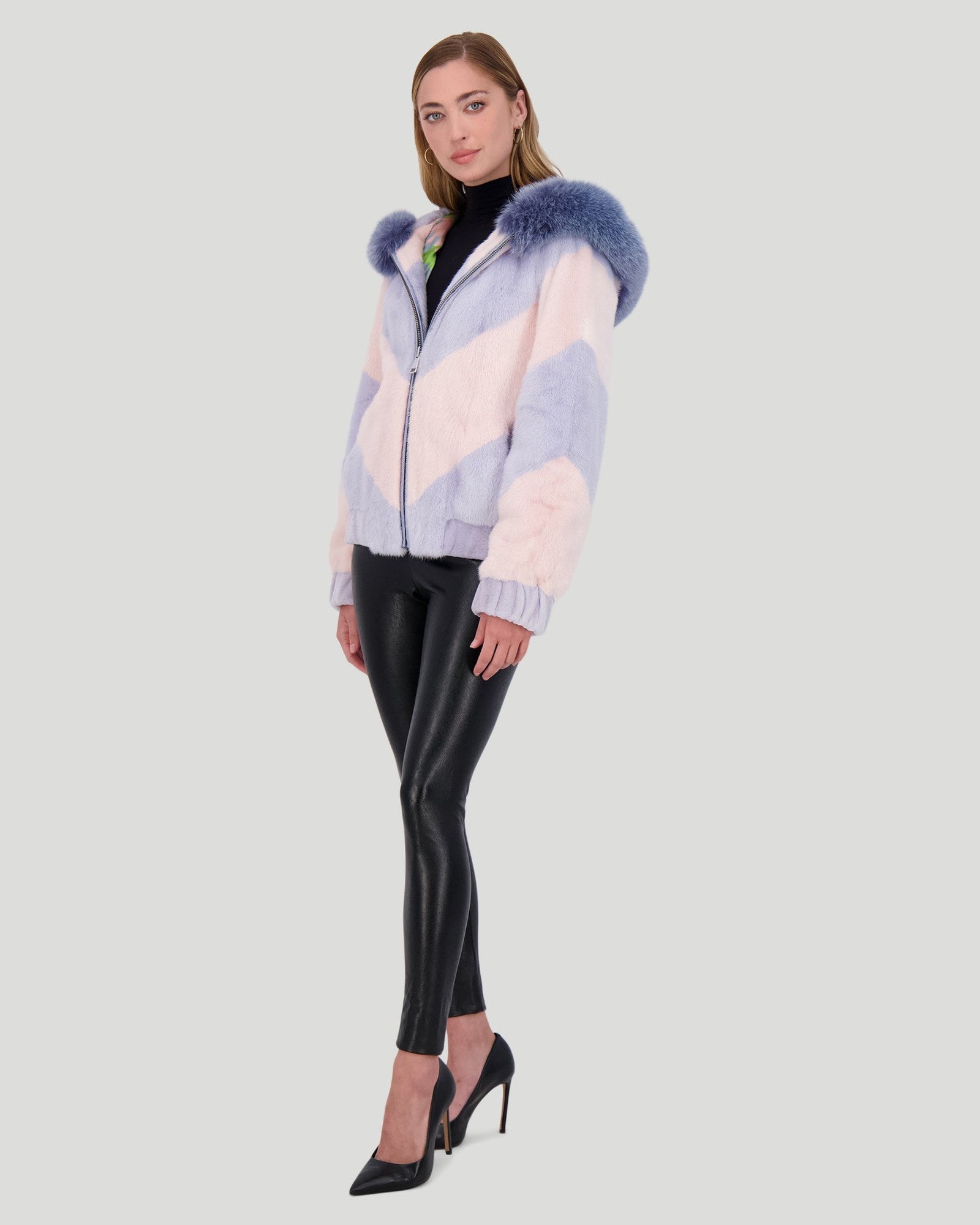 Mink Jacket With Fox Trim | Women | Azure