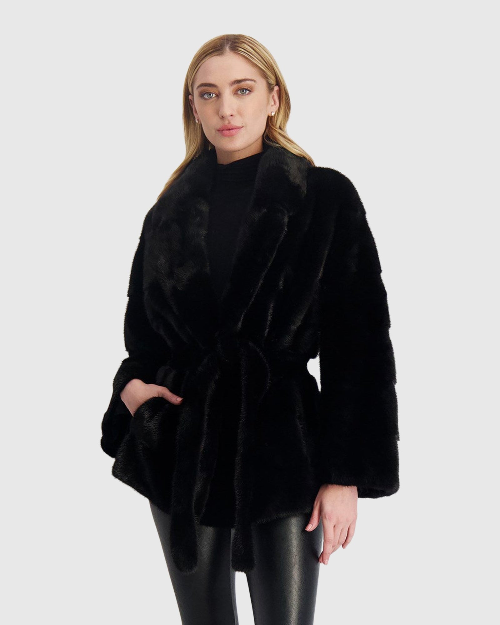 Mink Jacket With Leather Belt | Black