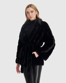 Mink Jacket With Leather Belt | Black