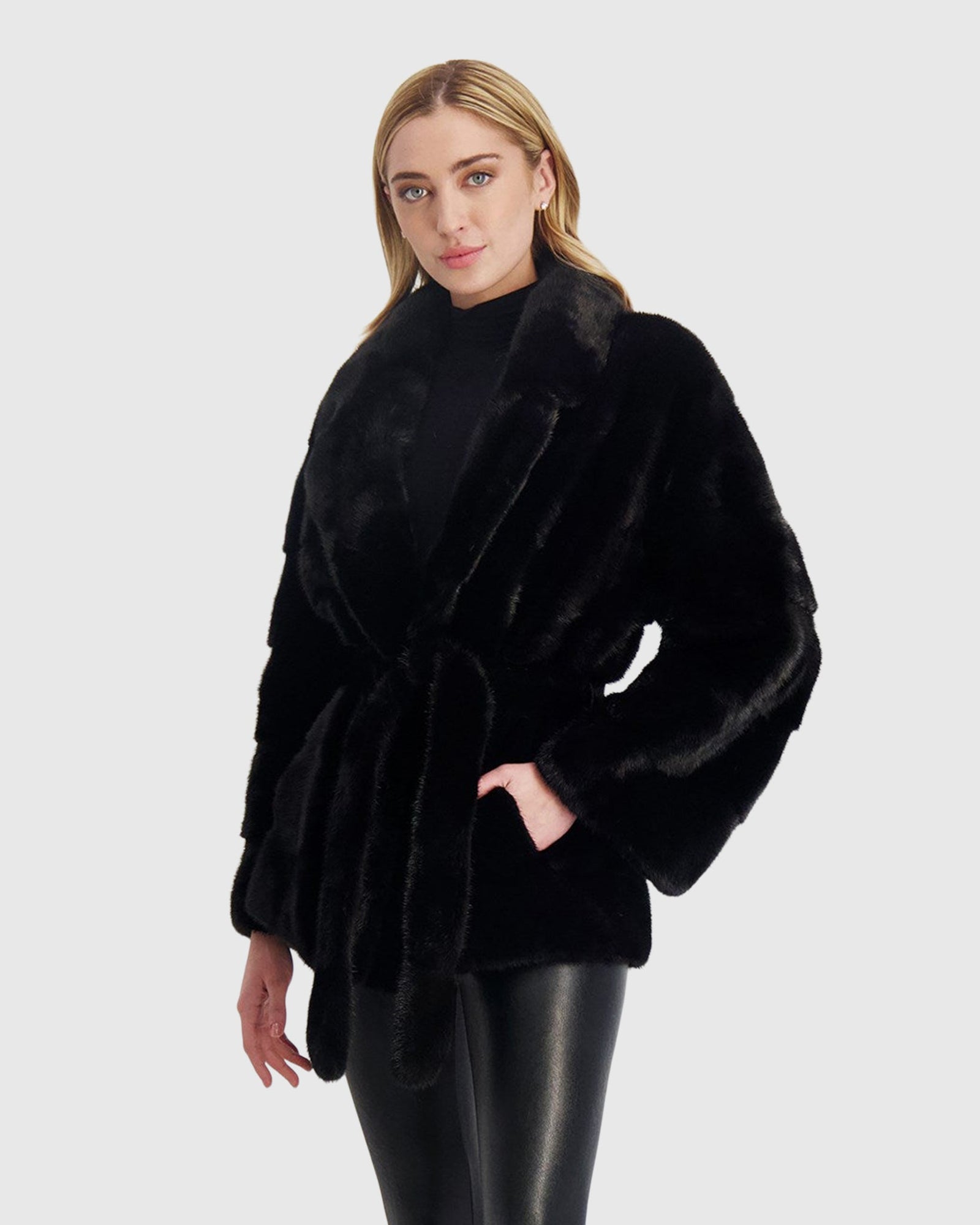 Mink Jacket With Leather Belt | Black