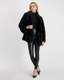 Mink Jacket With Leather Belt | Women | Black