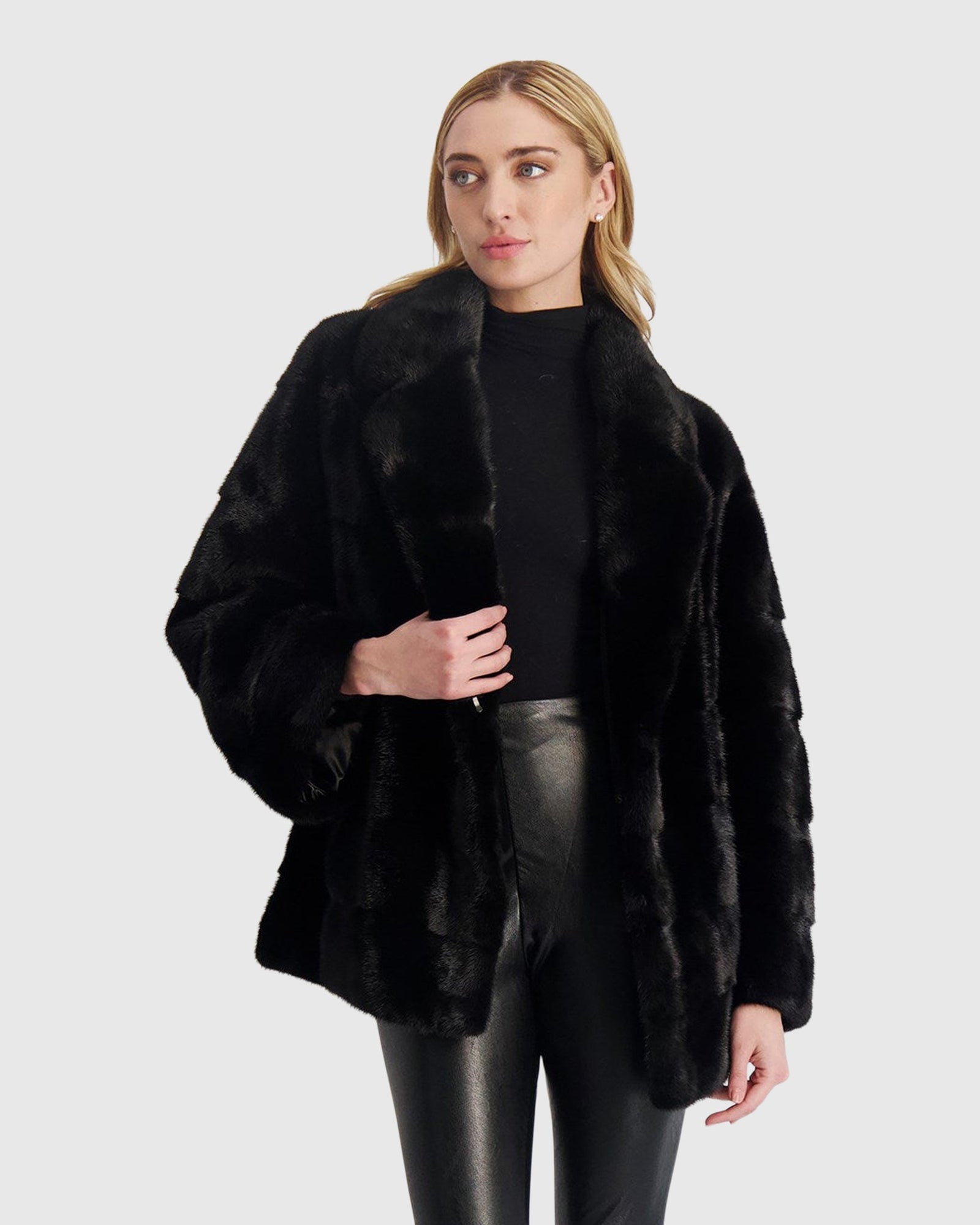 Mink Jacket With Leather Belt | Black