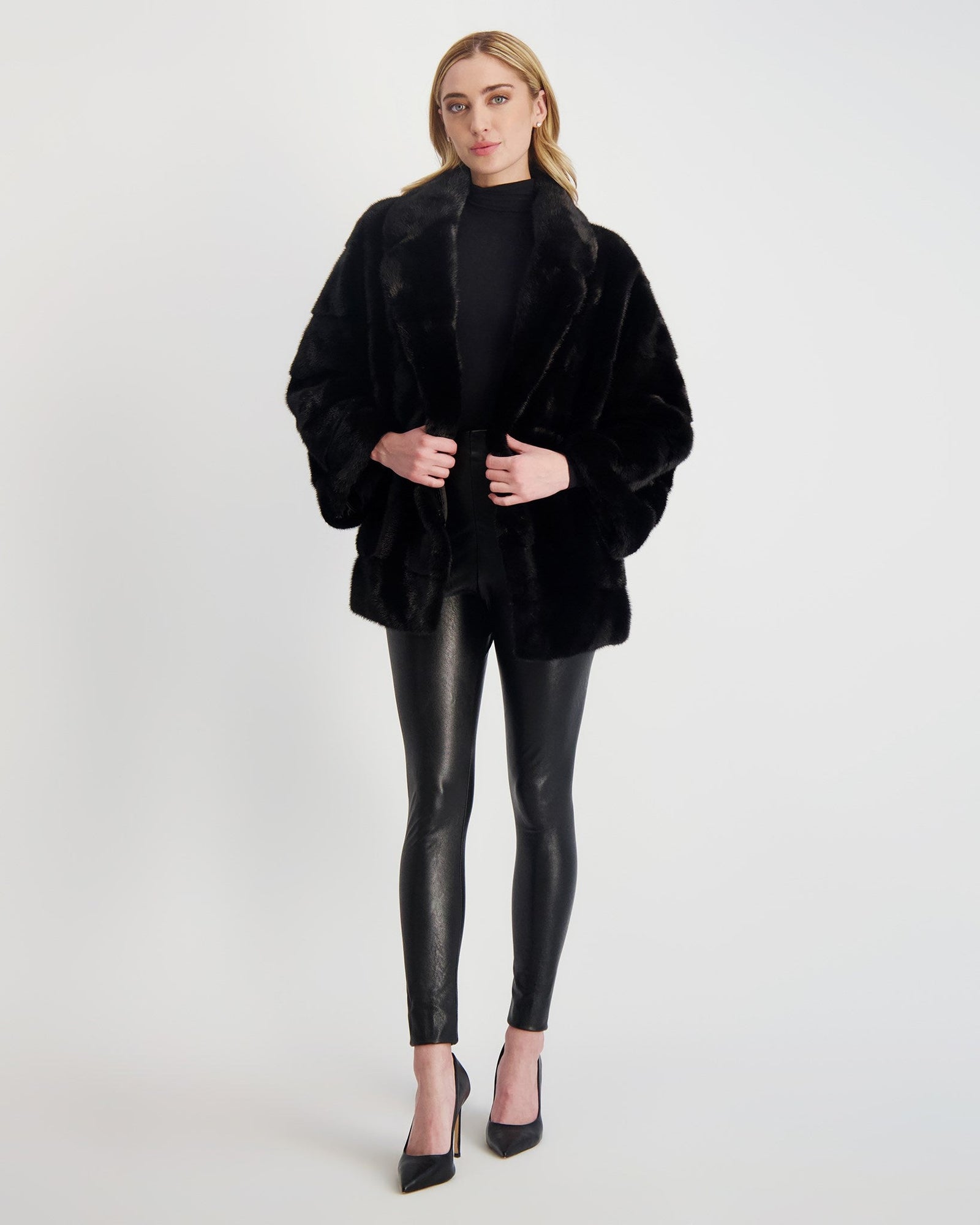 Mink Jacket With Leather Belt | Women | Black