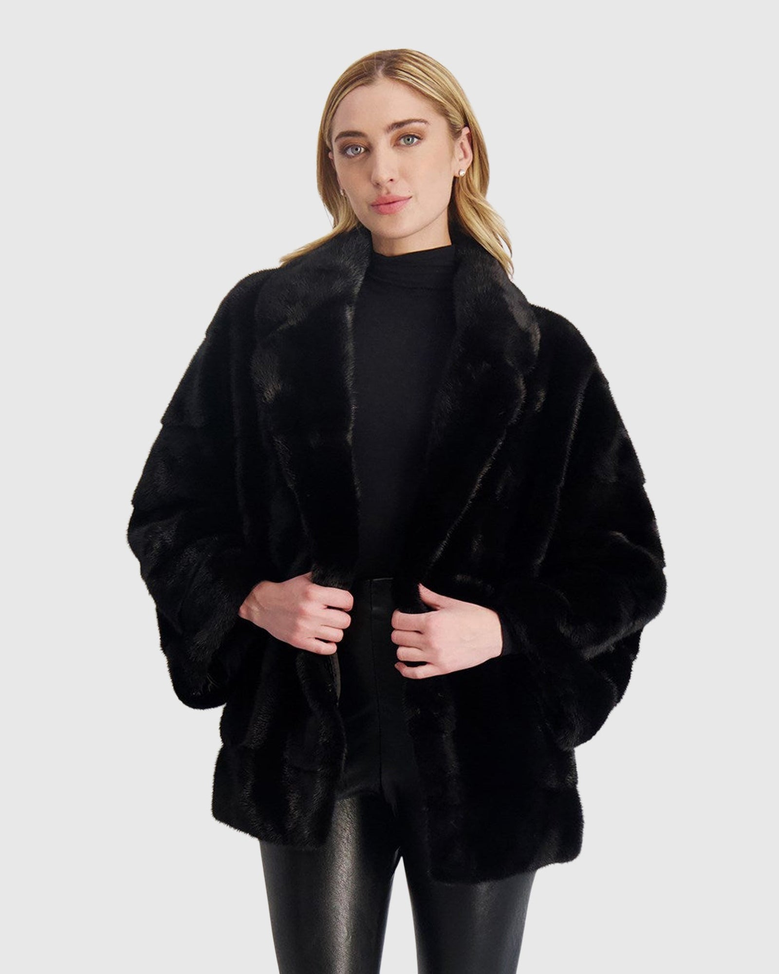 Mink Jacket With Leather Belt | Black