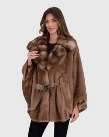 Mink Jacket With Stone Marten Collar | Pastel (V1)