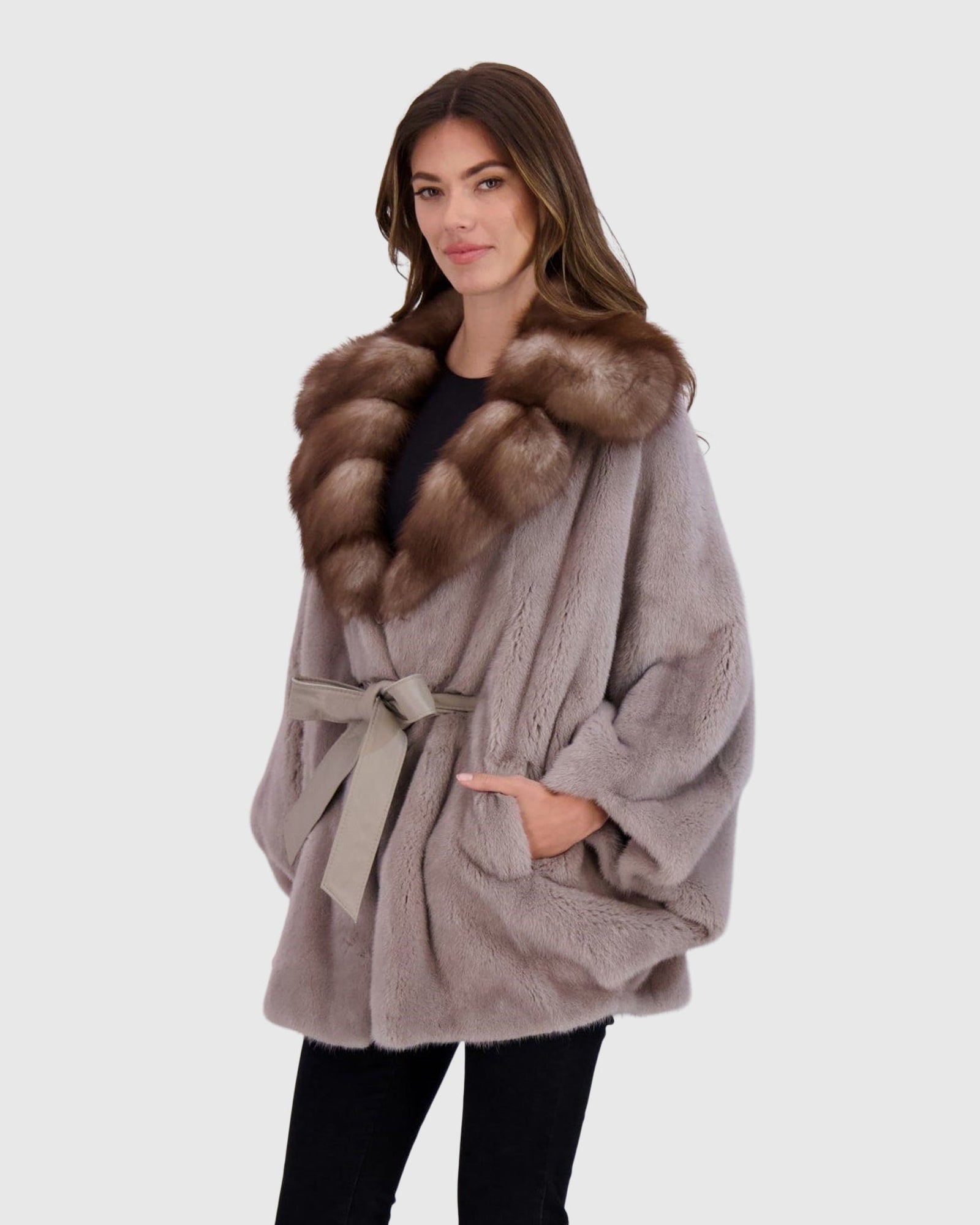 Mink Jacket With Stone Marten Collar | Stucco