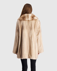 Mink Jacket With Stone Marten Collar | Silver Blue/Mocha