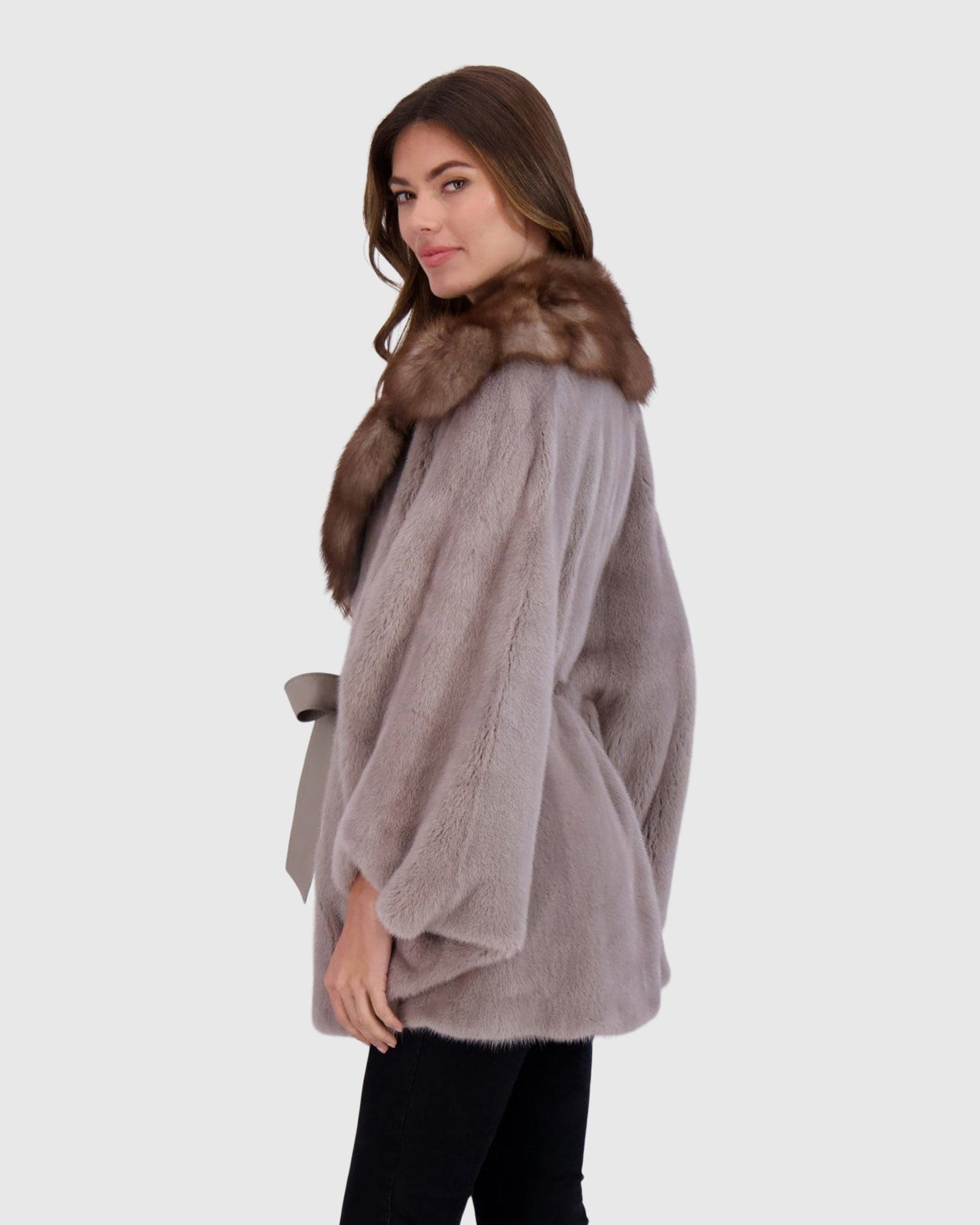 Mink Jacket With Stone Marten Collar | Stucco