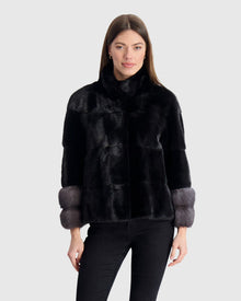 Mink Jacket With Stone Marten Trim | Black