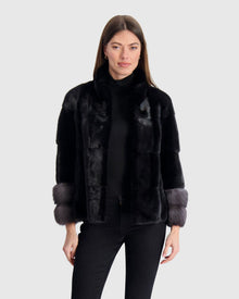 Mink Jacket With Stone Marten Trim | Black