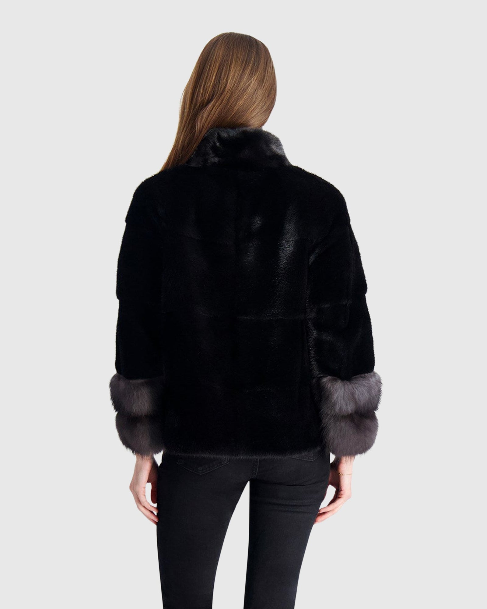 Mink Jacket With Stone Marten Trim | Black