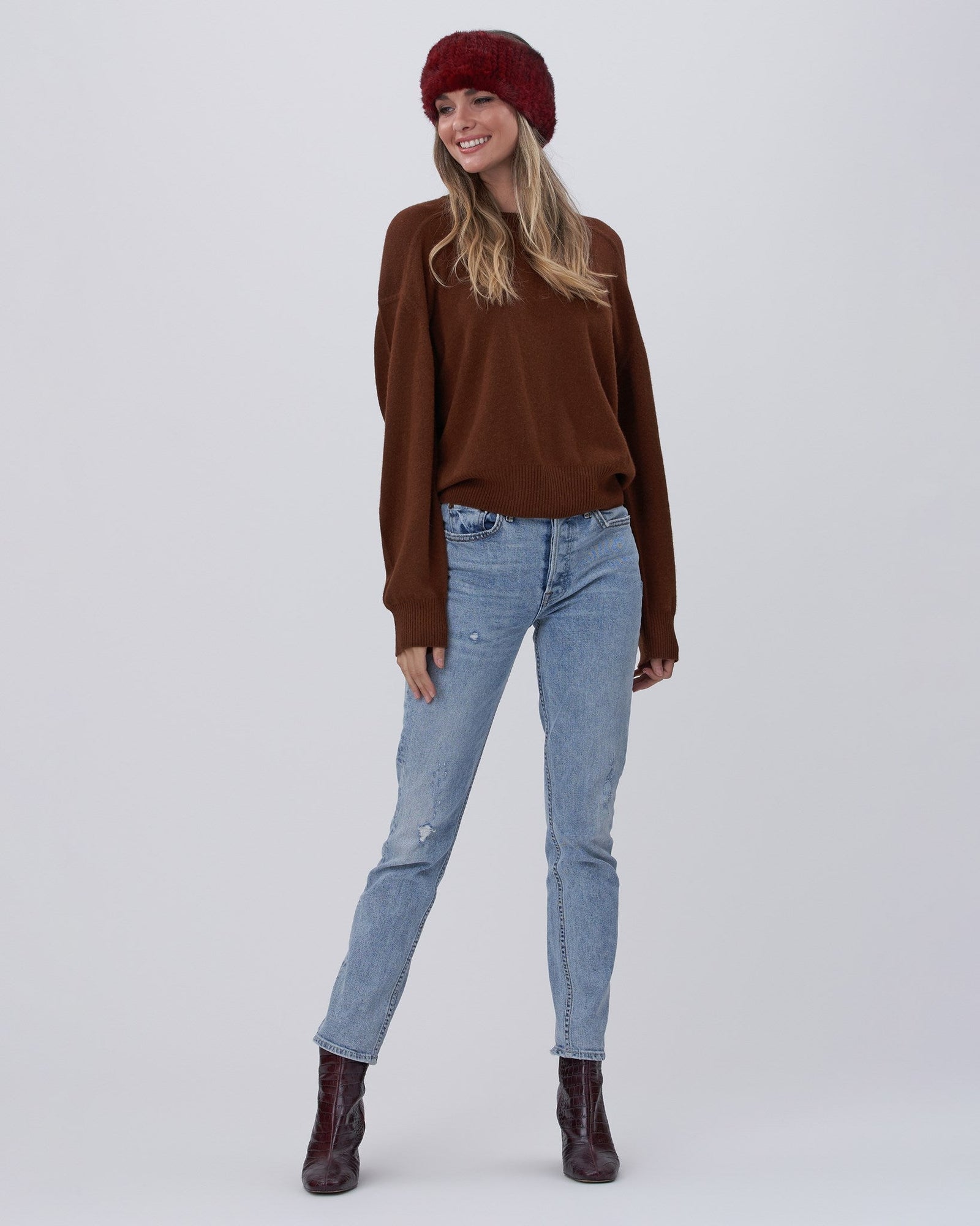 Select Cashmere Goat Knit Headband | Burgundy