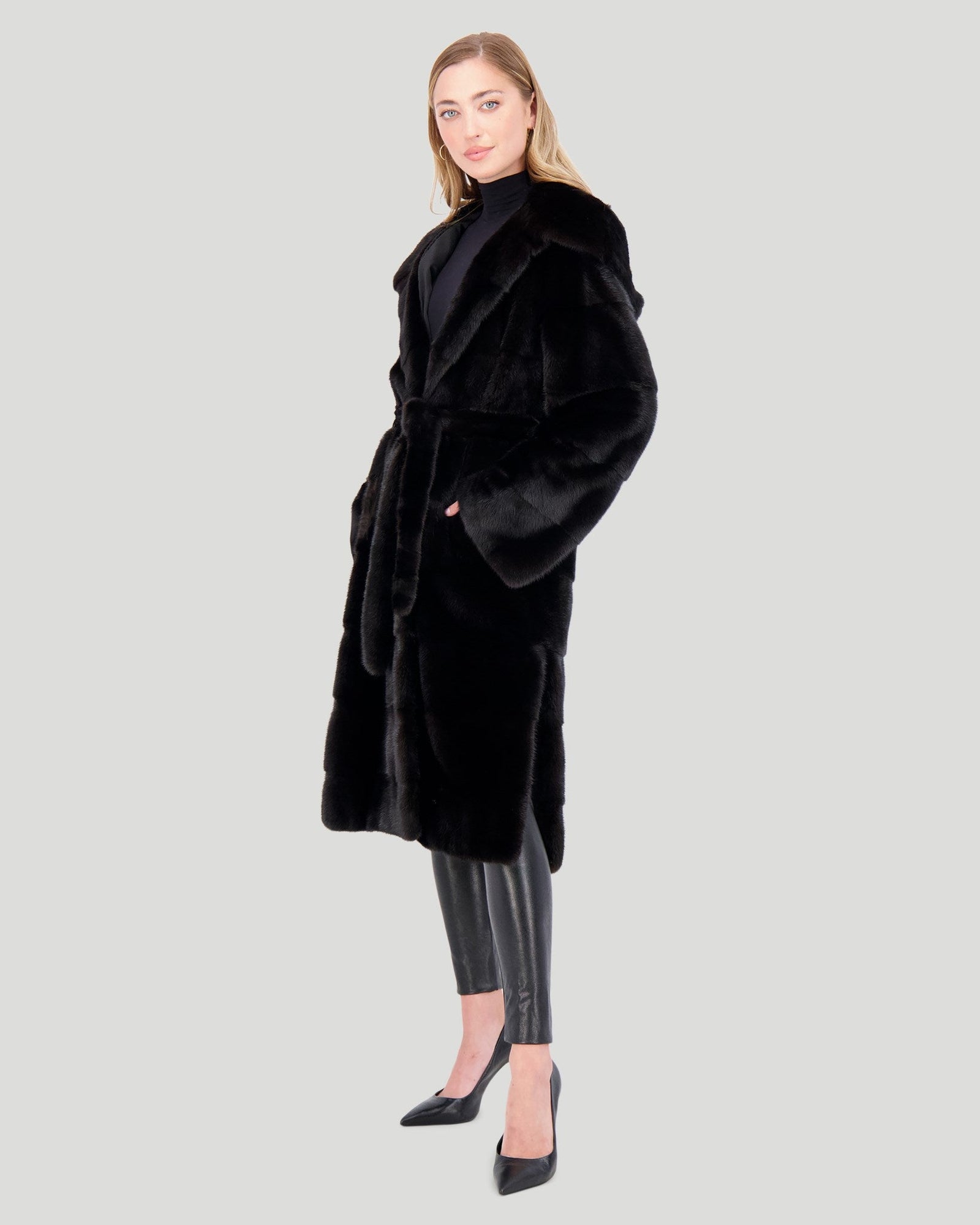 Mink Parka With Belt | Women | Black