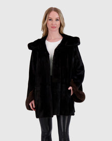Mink Parka With Sable Trim | Black