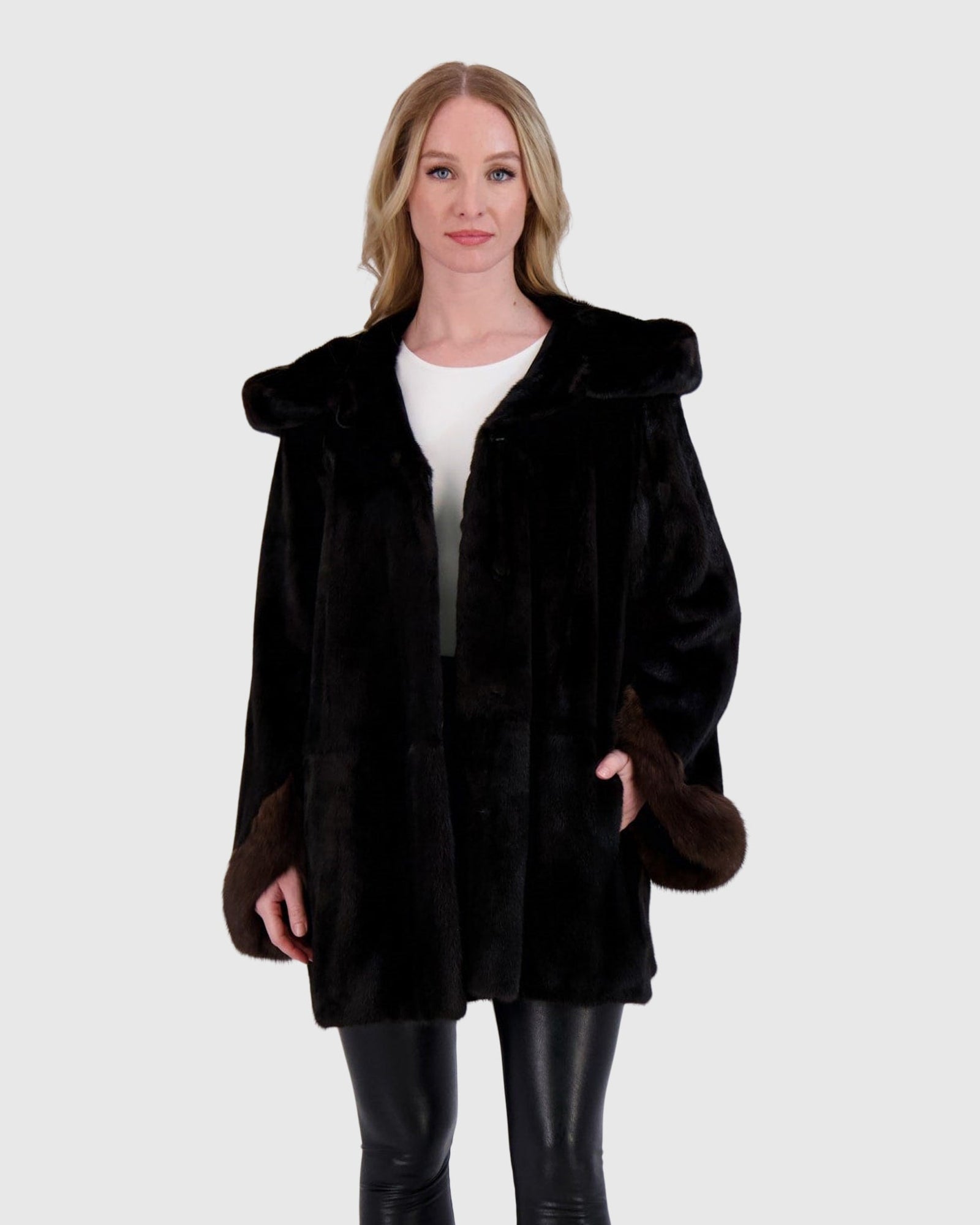 Mink Parka With Sable Trim | Black