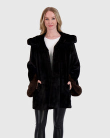 Mink Parka With Sable Trim | Black