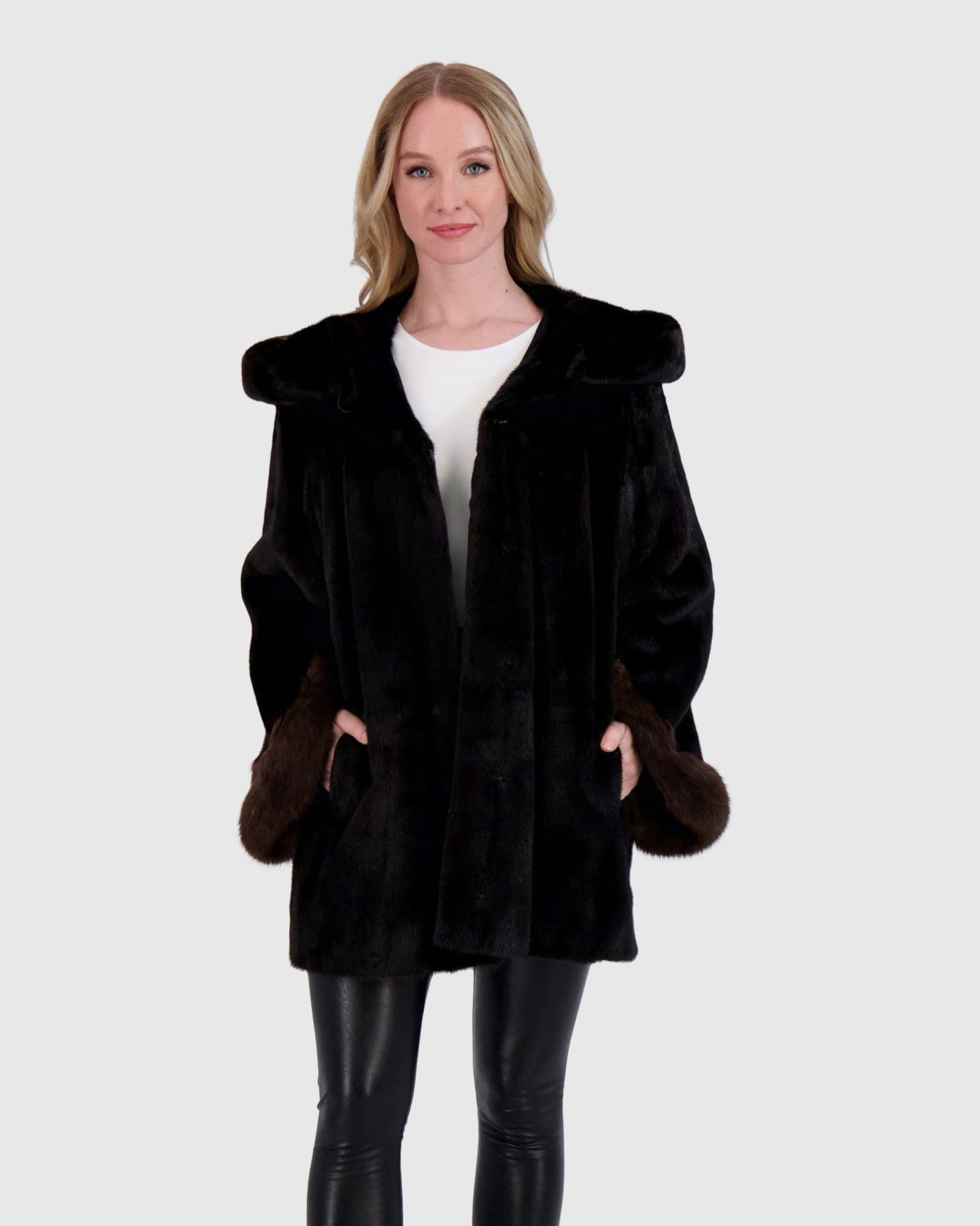 Mink Parka With Sable Trim | Black