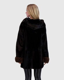 Mink Parka With Sable Trim | Black