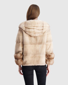 Mink Parka With Stone Marten Cuffs | Silver Blue/Mocha