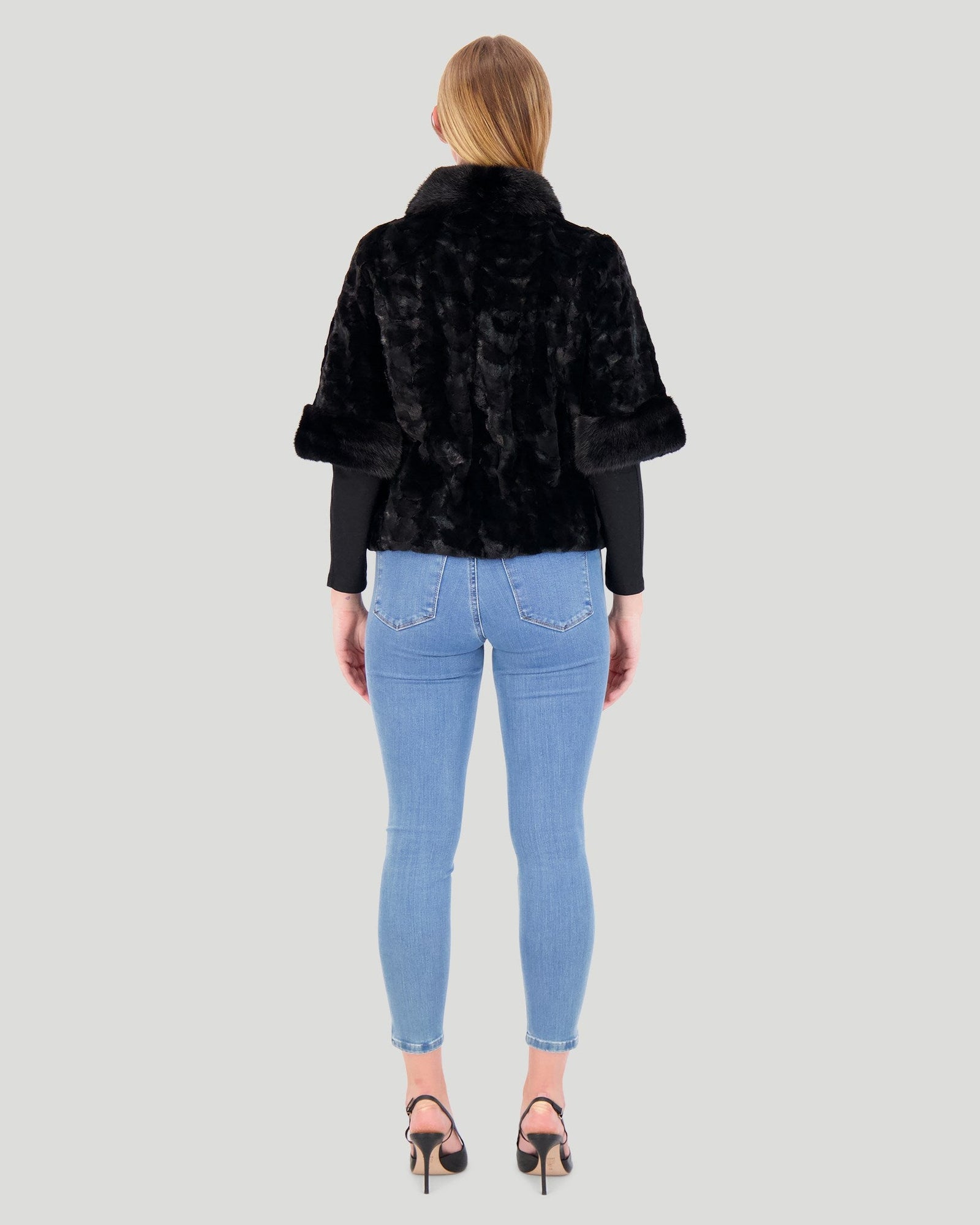 Mink Sections Jacket With Belt | Black