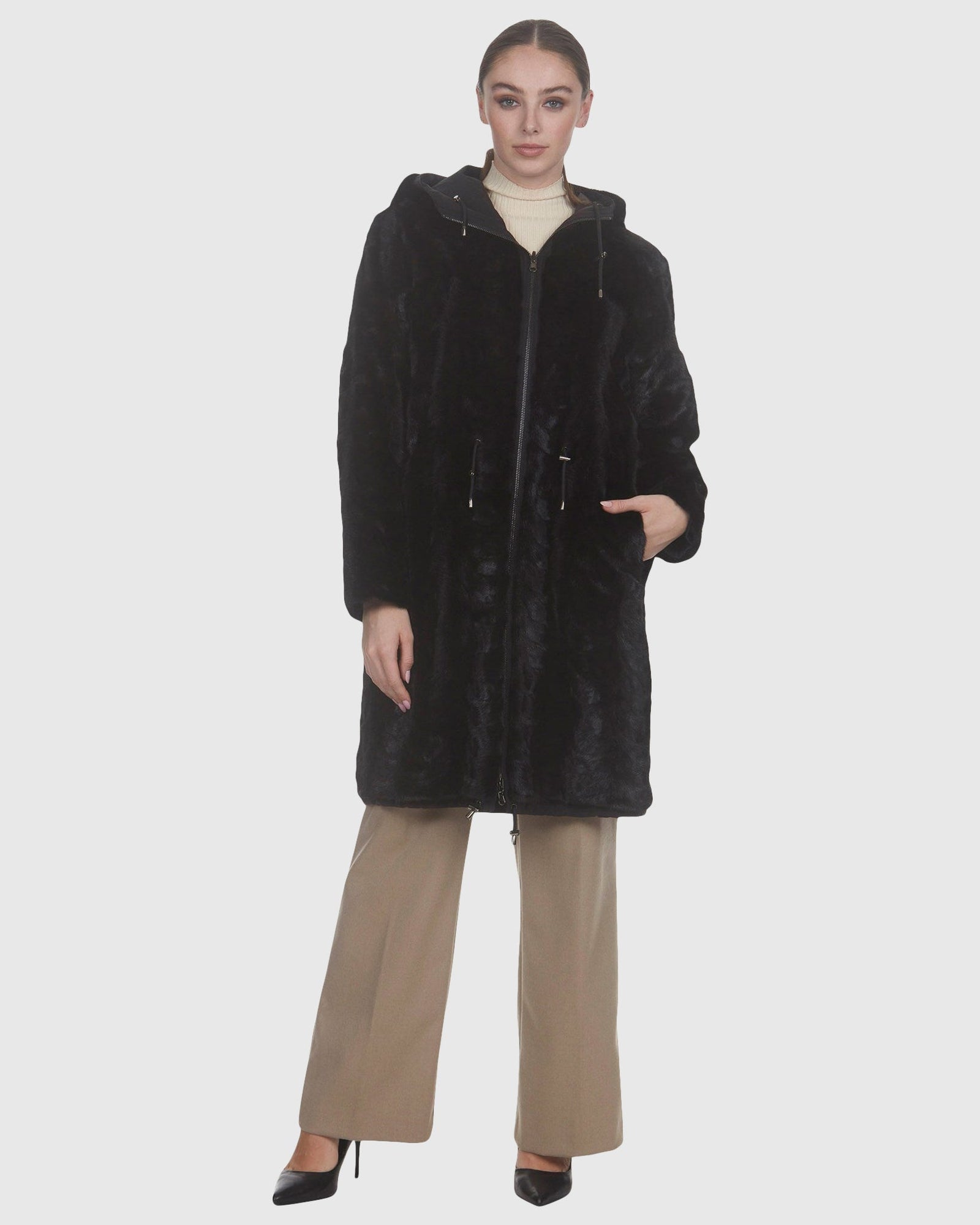 Mink Sections Parka Reversible To Nylon | Black/Black