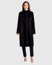 Mink Sections Short Coat | Black