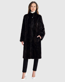 Mink Sections Short Coat | Black