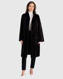 Mink Sections Short Coat | Black