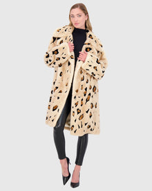 Mink Short Coat With Cheeta Print Intarsia | Palomino