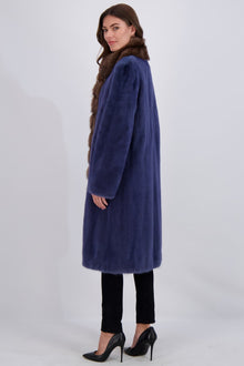 Mink Short Coat With Sable Collar & Trim | Women | Polar Blue