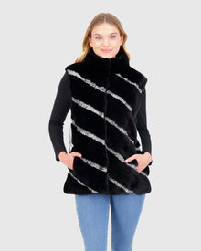 Mink Vest With Lamb Trim | Black/Silver