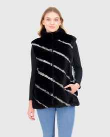Mink Vest With Lamb Trim | Black/Silver