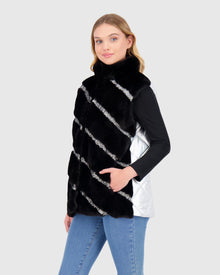 Mink Vest With Lamb Trim | Black/Silver