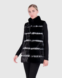 Mink Vest With Persian Lamb Trim | Black