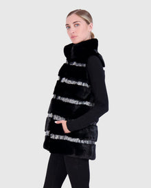 Mink Vest With Persian Lamb Trim | Black