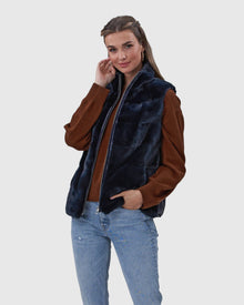 Mink Zip Vest With Down Back | Navy/Navy