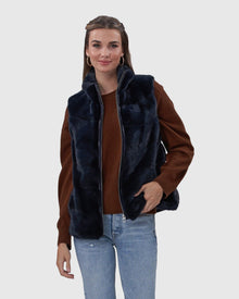 Mink Zip Vest With Down Back | Navy/Navy