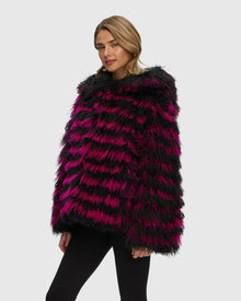Mongolian (Tg) Shearling Lamb Jacket Reversible To Loro Piana Cashmere & Wool | Fuschia/Black