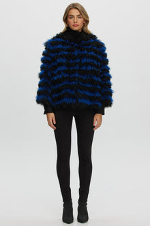 Mongolian (Tg) Shearling Lamb Jacket | Women | Blue x Black