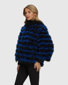 Mongolian (Tg) Shearling Lamb Jacket | Blue/Black