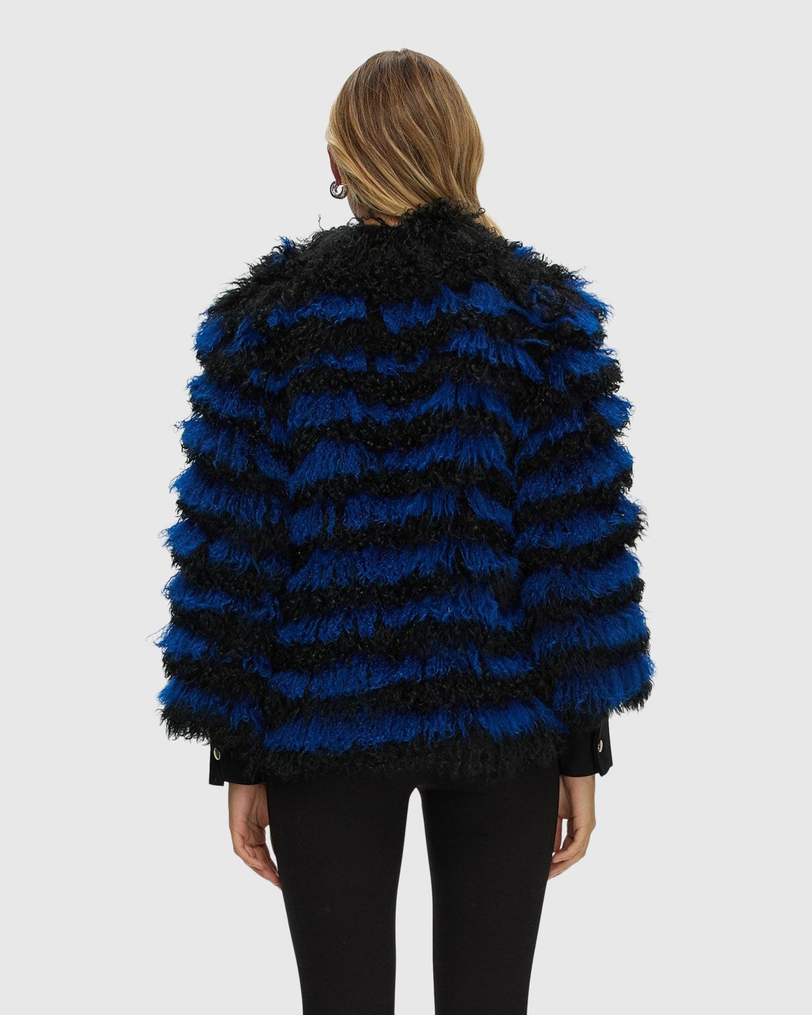 Mongolian (Tg) Shearling Lamb Jacket | Blue/Black