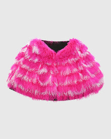 Mongolian (Tg) Shearling Lamb Stole Reversible To Loro Piana Cashmere & Wool | Fuschia/White/Black