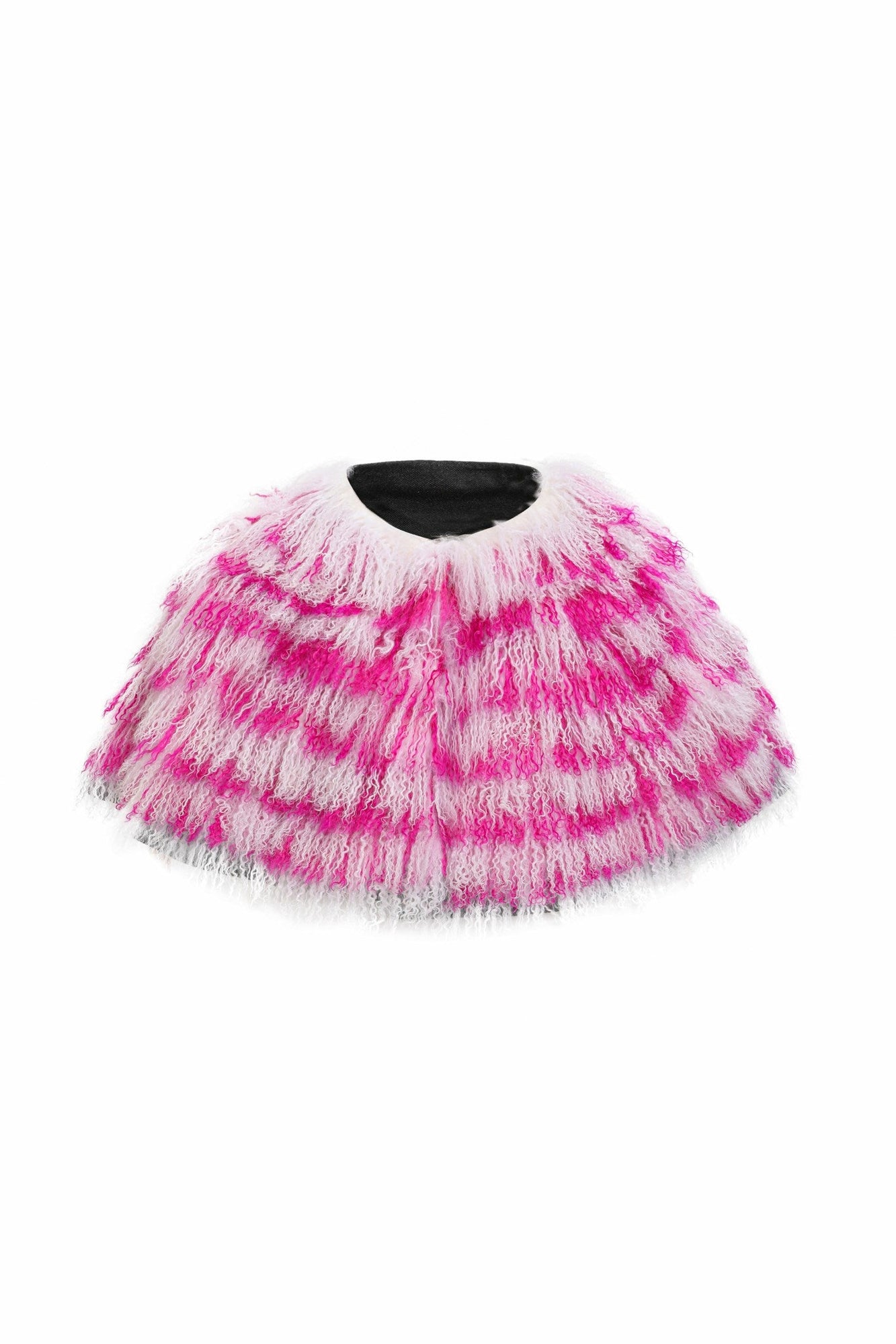 Mongolian (Tg) Shearling Lamb Stole Reversible To Loro Piana Cashmere & Wool | Women | White x Fuschia x Black