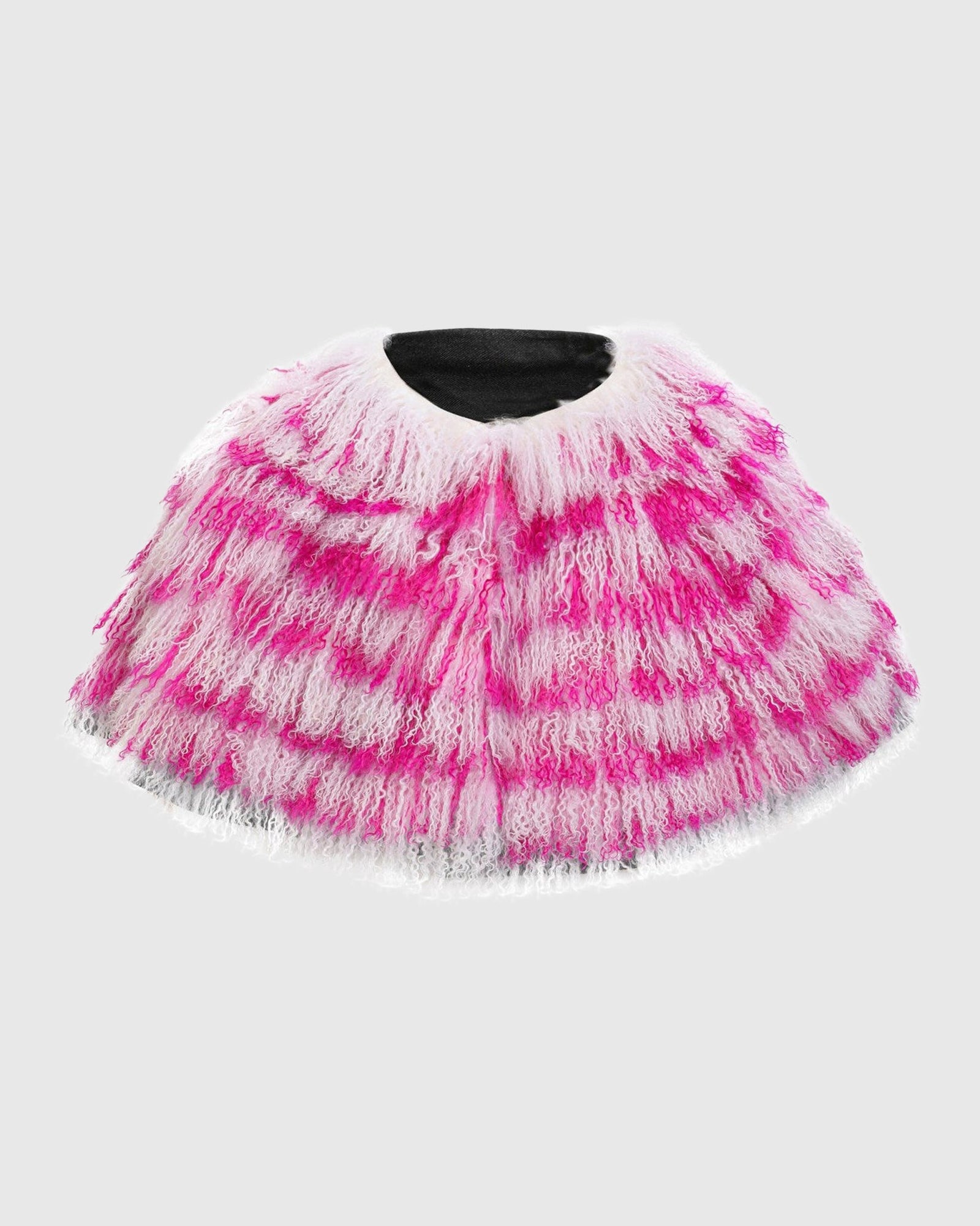Mongolian (Tg) Shearling Lamb Stole Reversible To Loro Piana Cashmere & Wool | White/Fuschia/Black
