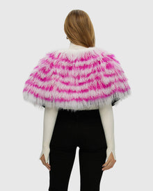 Mongolian (Tg) Shearling Lamb Stole Reversible To Loro Piana Cashmere & Wool | White/Fuschia/Black